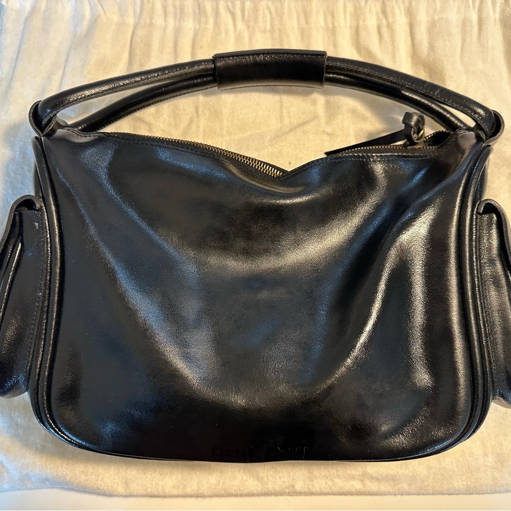 MUI MUI Black Leather shoulder bag